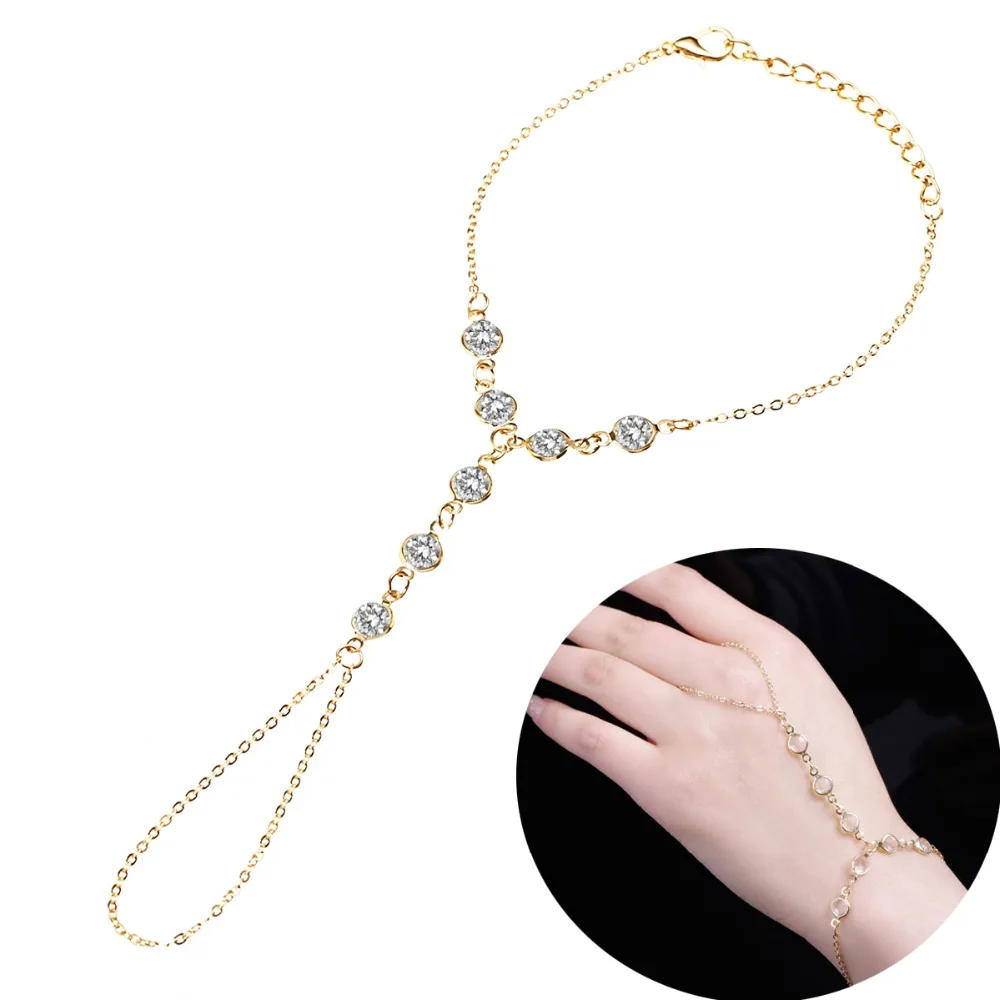 Винтажные браслеты на палец со стразами и роскошный браслет цепочка звеньями для