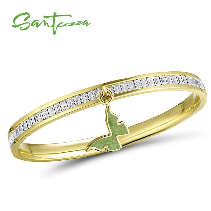 Gold Plated (Green) Женский многоцветный браслет с бабочкой и сверкающими кристаллами, элегантные модные ювелирные изделия ручной работы, эмаль - Окраска металла: Gold Plated (Green)
