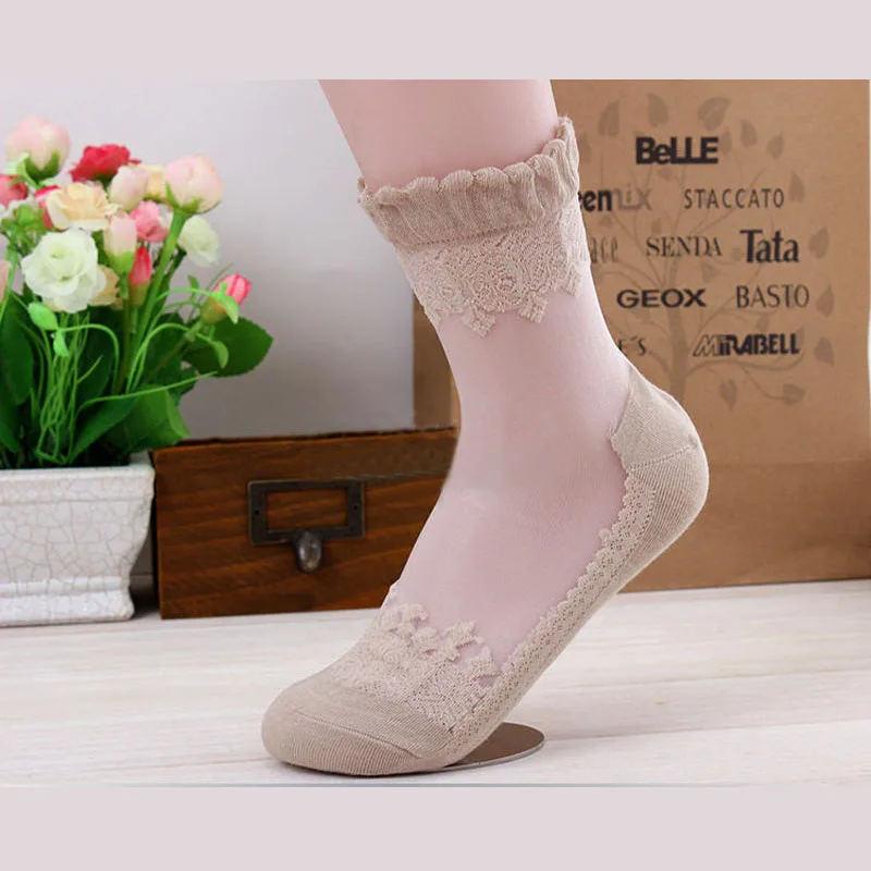 1 пара повседневных носков ультратонкие прозрачные удобные кружевные эластичные