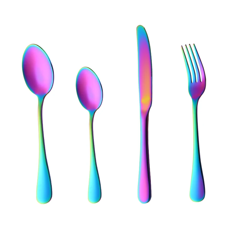 Набор разноцветных столовых приборов из нержавеющей стали 24 шт.|dinnerware set|colored cutlery