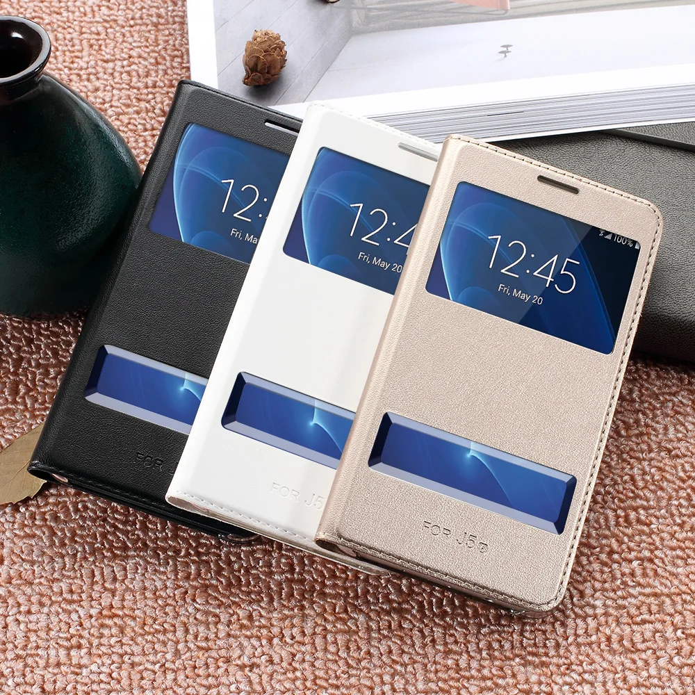 Dulcii Телефон чехол для Samsung Galaxy J5 (2016) j7 2016 Чехол Dual View Окно искусственная кожа флип