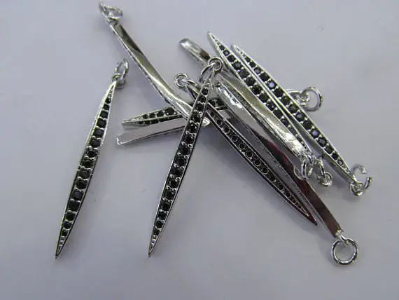 12 шт. 50 мм микрозакрепка алмазных разъемов ПАВЕ черный алмаз CZ шипы стрелка