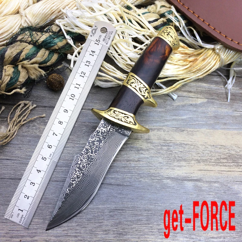 Тактический нож с фиксированным лезвием из дамасской стали Коллекция охотничий