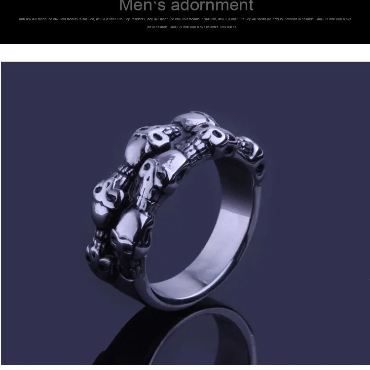 Тяжелый готический панк черный серебристый оттенок много черепов 316L нержавеющая