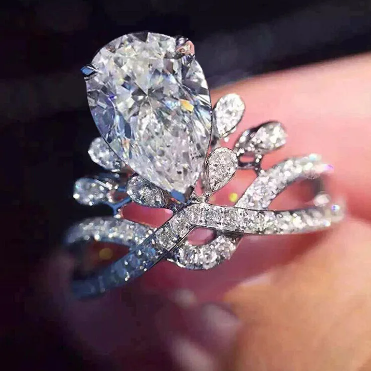 YaYI кольцо с голубым кристаллом 7,8 CT белый цирконий серебристый цвет обручальные кольца Свадебные Кольца Сердце Девушки вечерние кольца Подарки 405