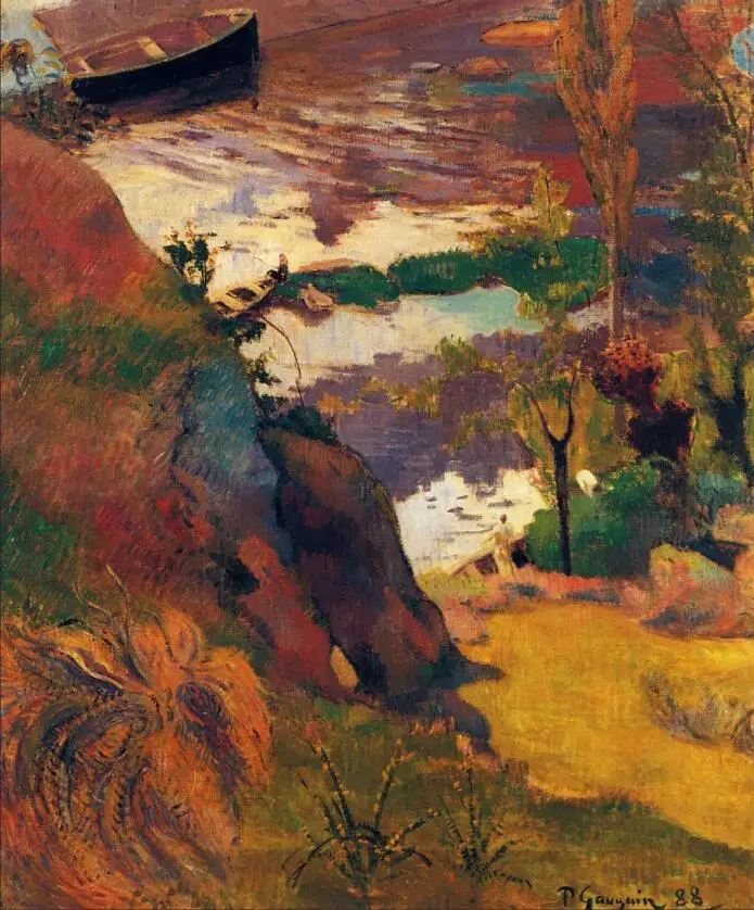 

High quality Oil painting Canvas Reproductions Fisherman and bathers on the Aven (1888) by Paul Gauguin hand painted