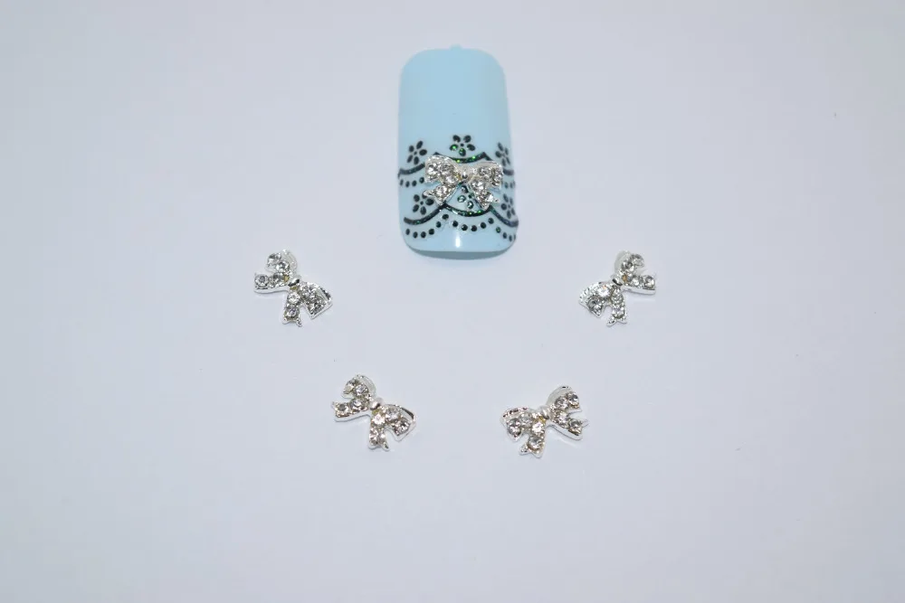 10psc Новый бант 3D украшения для дизайна ногтей подвески из сплава Стразы #036|rhinestone