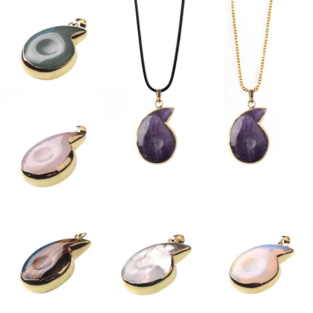 

2018 Pop Charm Natural Quartz Water Drop Pendant Necklace Keychain Jewelry