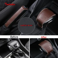 tonlinker cover stickers for skoda karoq 2018 car styling 1 pcs leather gear shift collarshandbrake grips cover stickers