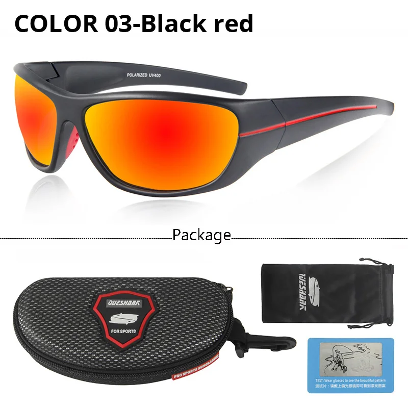 Red QUESHARK, мужские, женские, поляризационные, велосипедные солнцезащитные очки, легкие, для велоспорта, очки для пешего туризма, рыбалки, вождения, велосипедные, спортивные очки - Цвет: Red