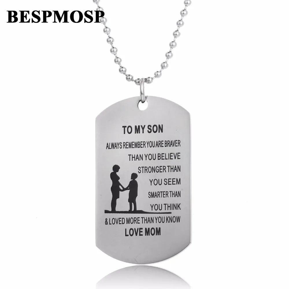 

Bespmosp 12PC/Lot Always Remember You Are Braver Stronger Smarter To Son Stainless Steel Pendant Necklace Mom Family Jewelry Hot