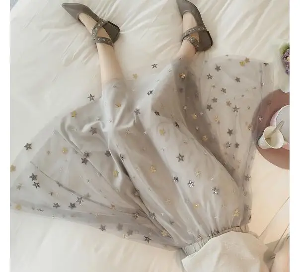 Весна-Осень 2020 Женская юбка повседневная универсальная длинная газовая Юбка со