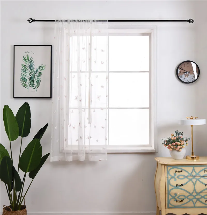 Белая бабочка Короткие римские тюлевые шторы отвесная ткань панель для кухни