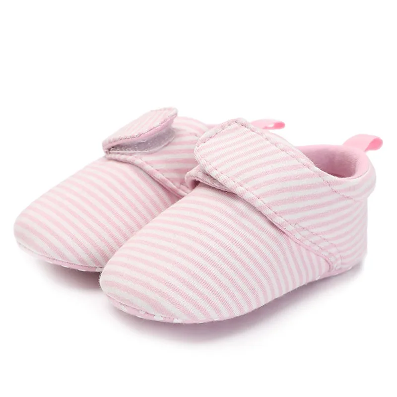 strip pink 2 Теплая шерстяная кожаная обувь для новорожденных; зимние ботинки унисекс на мягкой подошве; детская обувь для кроватки; Зимние ботиночки; 0-18 месяцев - Цвет: strip pink 2