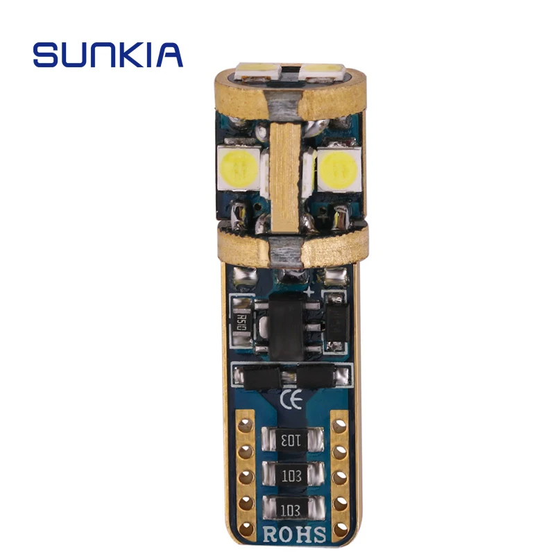 SUNKIA 1 шт. светодиодный светильник CANBUS без ошибок белый DC 12V W5W T10 3030 10SMD