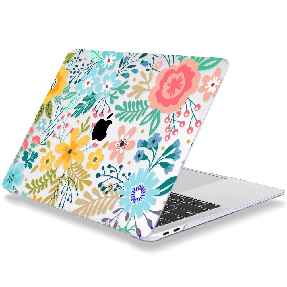 Цветочный чехол для ноутбука MacBook Air 13 A1466 A1932 Pro 13 15 16 дюймов Сенсорная панель A2141 a2159 пластиковый жесткий чехол Keybaord