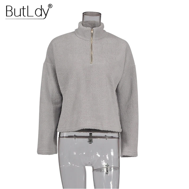 Осень зима 2018 короткий свитер с высоким воротом Женский пуловер на молнии