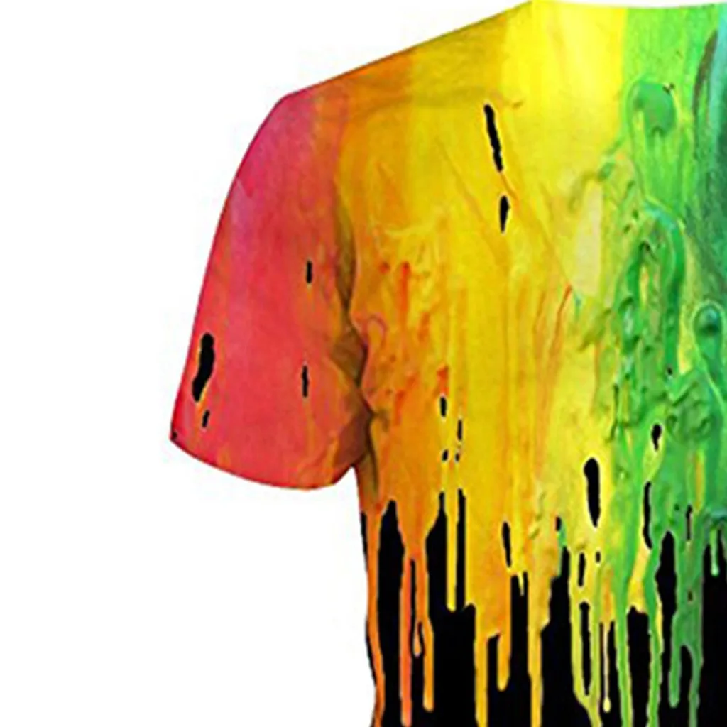 Разноцветная Мужская футболка с рисунком граффити лето 2018 новинка короткий