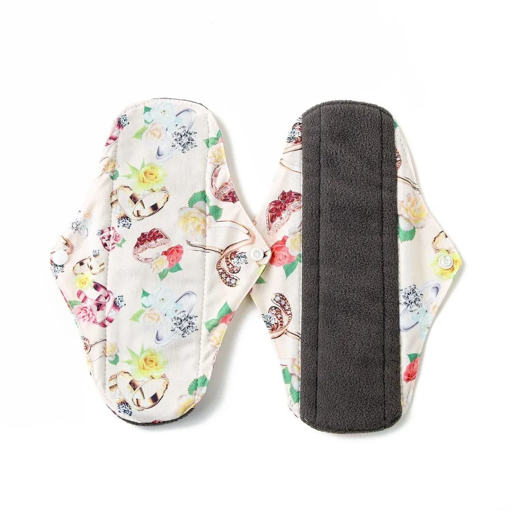 Многоразовые гигиенические прокладки из внутреннего слоя флиса с бамбуковым активированным углем для женщин с обычной месячной кровотечностью, 20 шт. в комплекте.