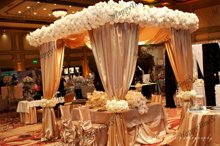 Роскошные свадебные уличные украшения занавеска в шампанском цвете банкетный