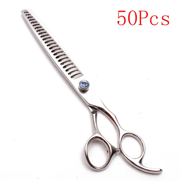 C4004 Yin 50Pcs 8N 50 шт. " 22,5 см индивидуальный логотип Профессиональные домашние волосы ножницы для груминга-для собаки 23 ЗУБЫ Fishbone филировочные ножницы C4004 - Цвет: C4004 Yin 50Pcs 8N