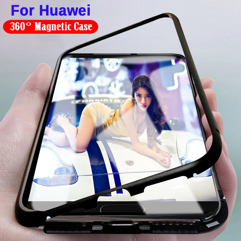 Магнитный адсорбционный металлический чехол для Huawei P20 Lite Mate 20 Pro 20X P10 Plus