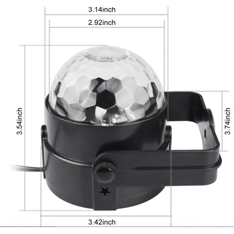 Миниатюрный Хрустальный волшебный шар RGB сценический со звуковой активацией для