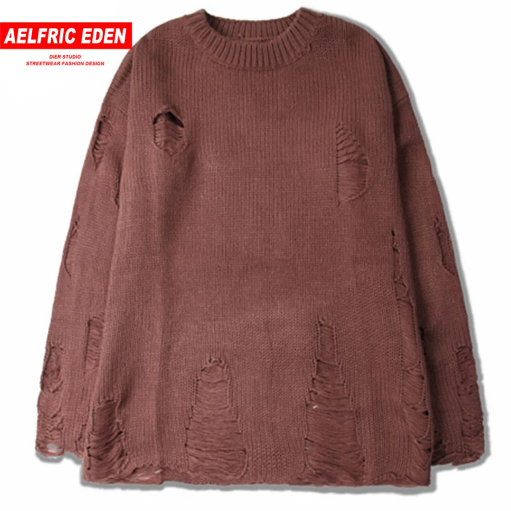 Мужской свитер с дырками aelfrec Eden повседневный трикотажный SNL666|fashion men sweater|men fashion - Фото №1