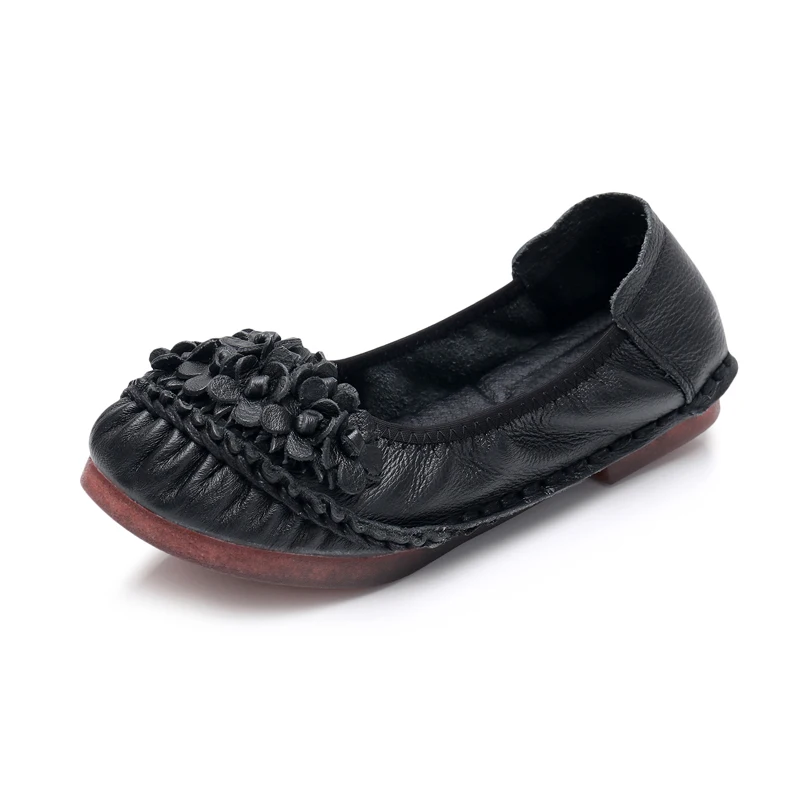 

CEYANEAO Women's shoes on a flat sole, 2019 handmade, casual shoes, women's shoes made of genuine leather with a floral print