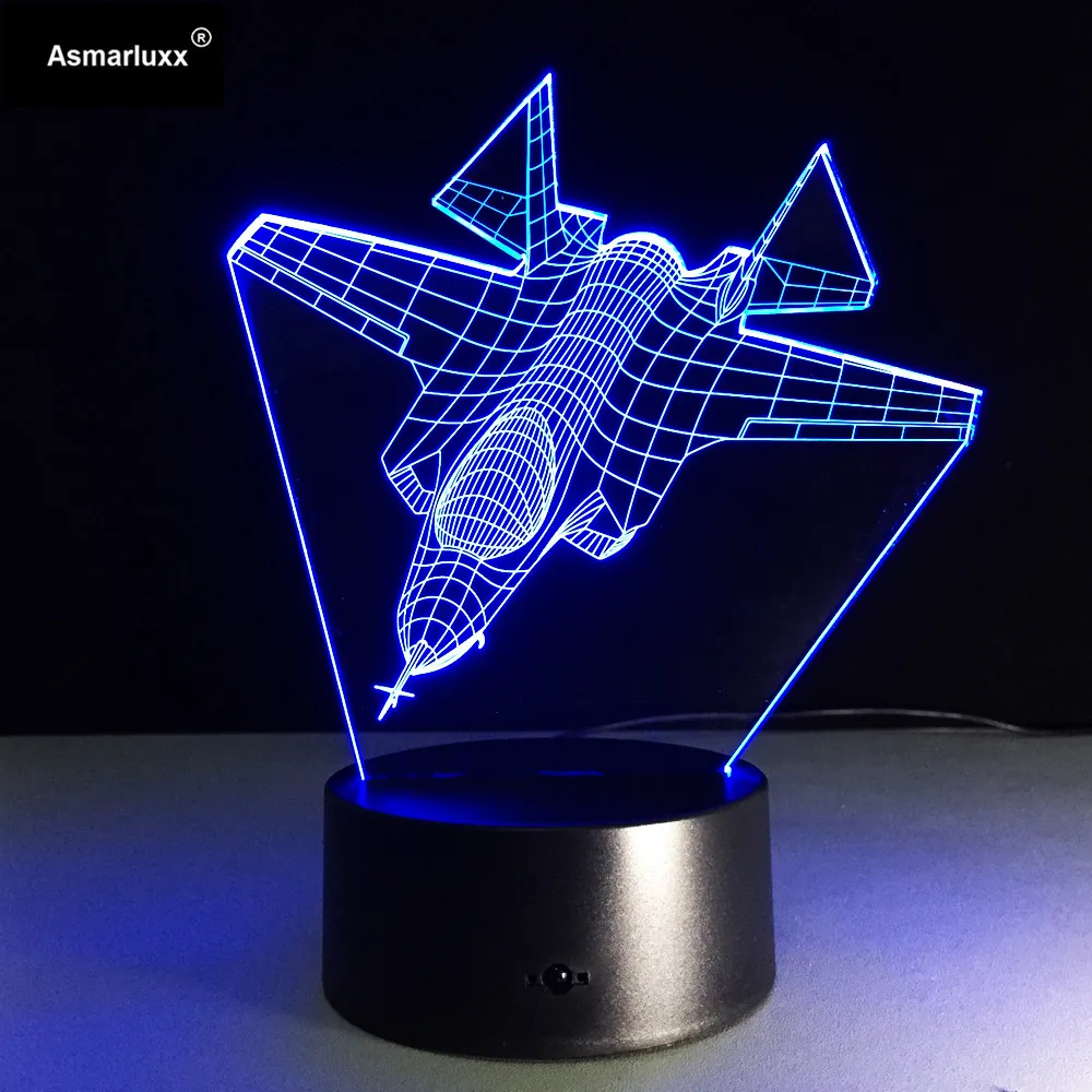 Самолета 3D ночник Поставки Visual самолета линкор свет настольная лампа Jet Home Decor светодиодный USB ребенок ночники декор подарок