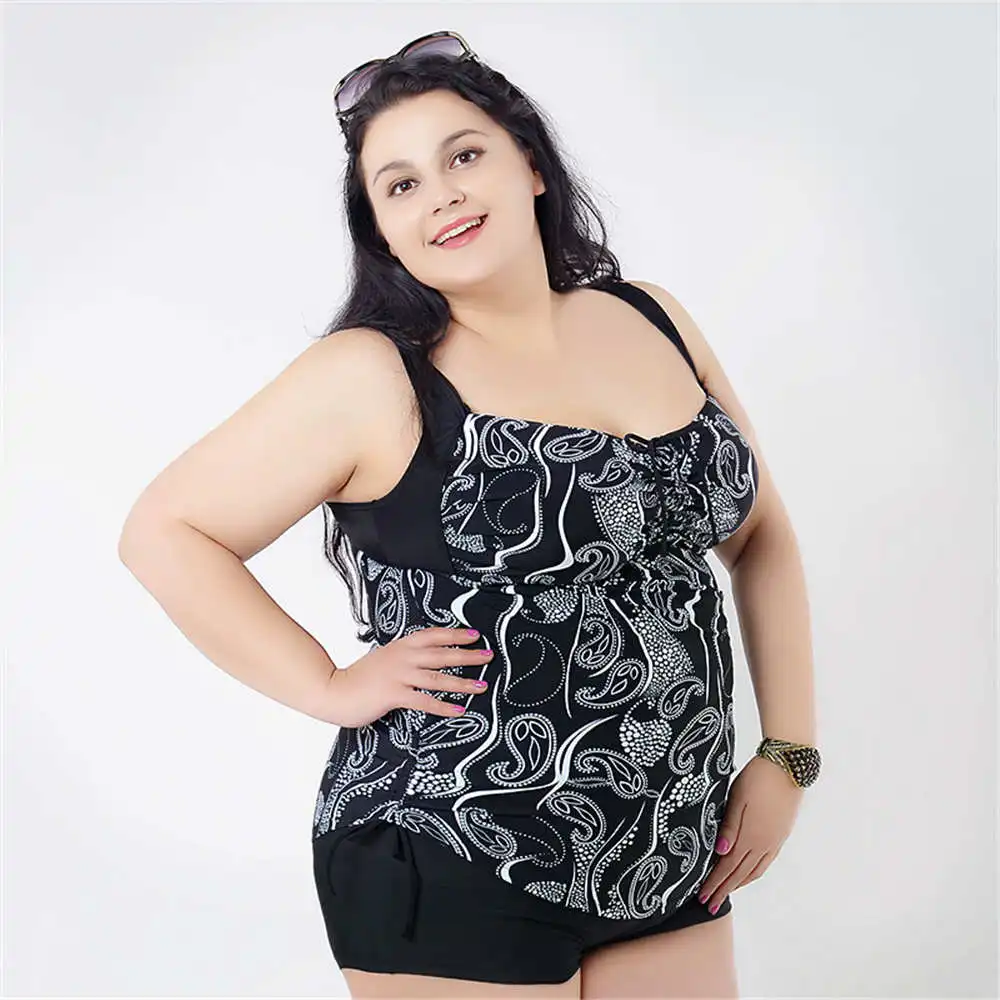 Большой Размеры Двойка Плавание костюм 2017 принт Купальники для малышек женщин