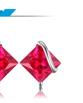 Jewelrypalace классический квадратный 2.8ct создан красный рубин Серьги-гвоздики Шарм стерлингового серебра 925 брендовые Свадебные Красивые ювелирные изделия для Для женщин