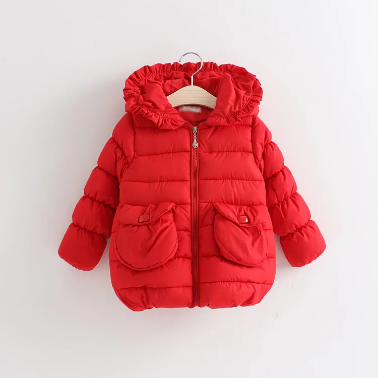 Новые 2016 Милые Девушки Зимой Пуховик С Капюшоном Пальто Детей теплый Толщиной