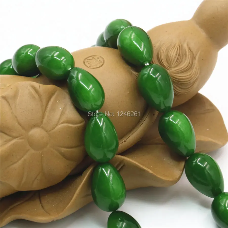 Модные Зеленые стеклянные жемчужные шарики 9x13 мм свободные с каплями воды