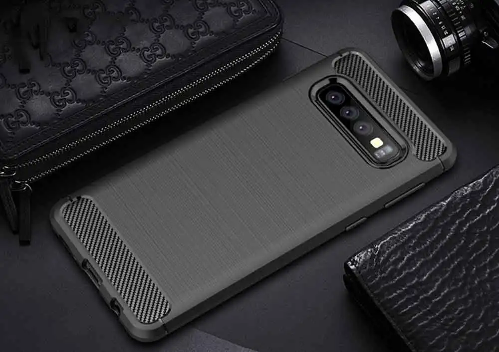 Черный Чехол из углеродного волокна для Samsung Galaxy S10 Plus, чехол для телефона с полной защитой для Galaxy S 10 S10+ S10e, противоударный бампер - Цвет: Черный