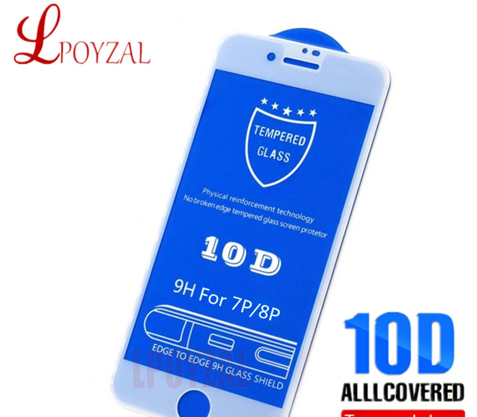 LPOYZAL 10D полное покрытие закаленное стекло для iphone X XS Max XR 9H Защитное стекло для iphone 6 6S 7 8 Plus Защитная пленка для экрана