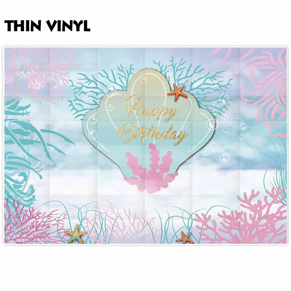 Фон для фотосъемки Allenjoy Русалка Оболочка морское дно Коралл Сказка Мечта ребенок