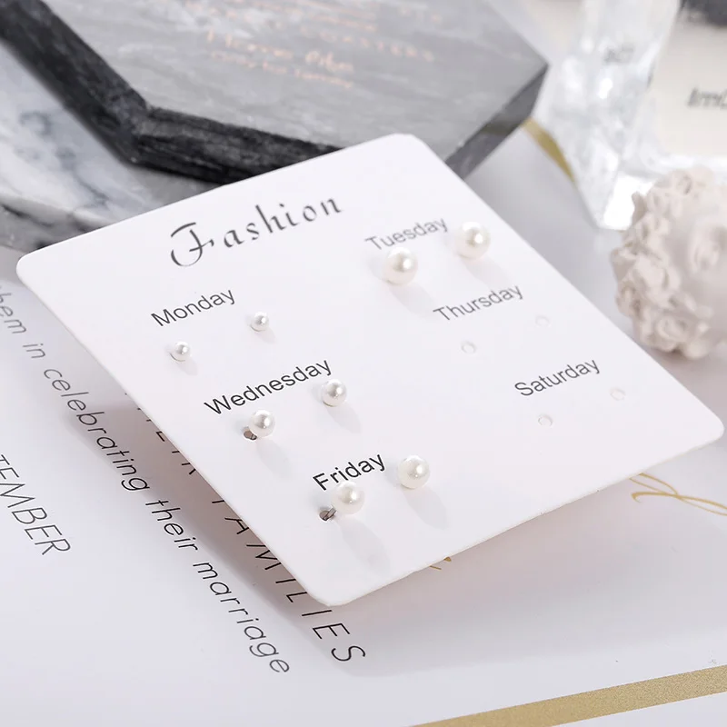 Женские серьги-гвоздики 4 пары/компл. с имитацией жемчуга корейские украшения