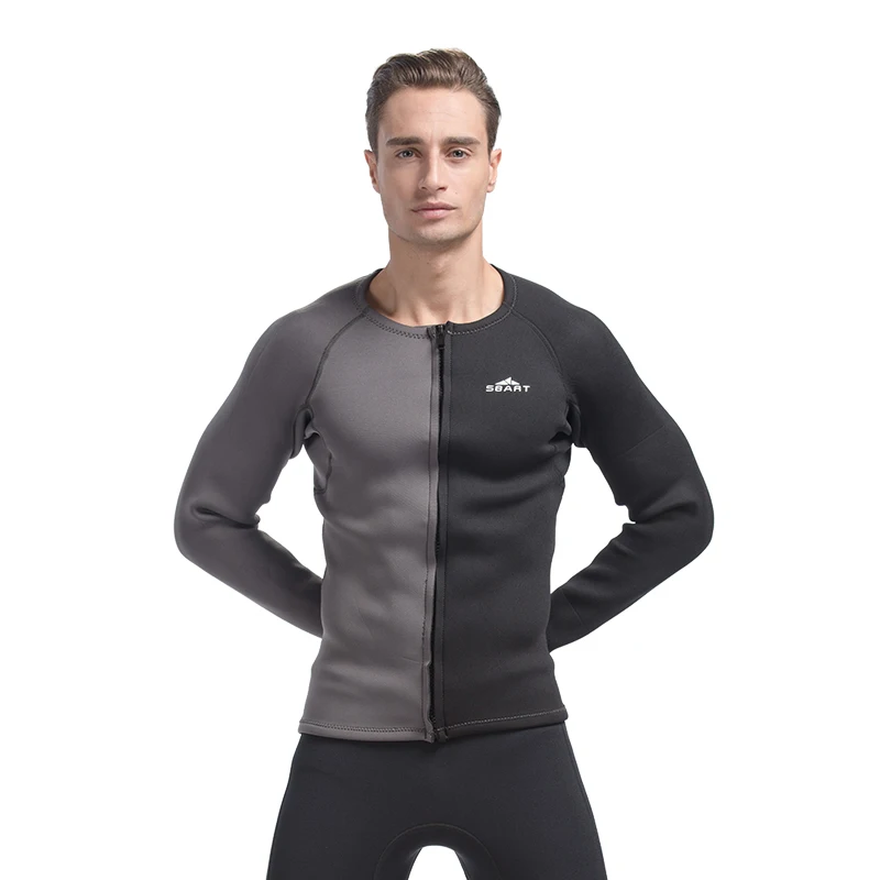 SBART 3MM Neoprene Wetsuit Men Top Long Sleeve Surf Rash Guard Jacket For Diving Surfing Swimming Clothe Keep Warm N734 | Спорт и