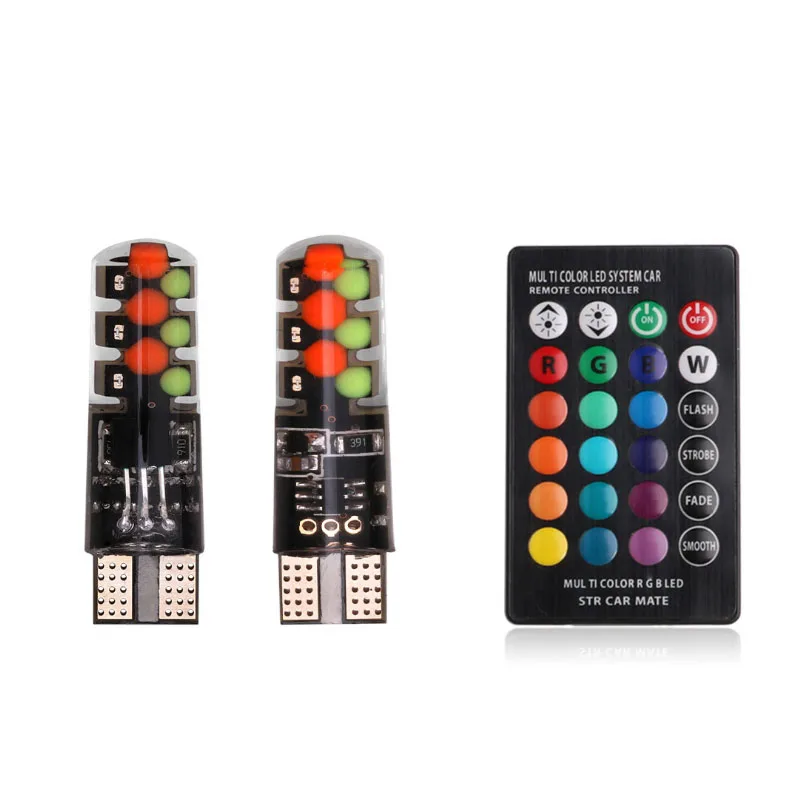 Автомобильная светодиодная RGB лампа T10 W5W 12 В для создания атмосферы декоративное