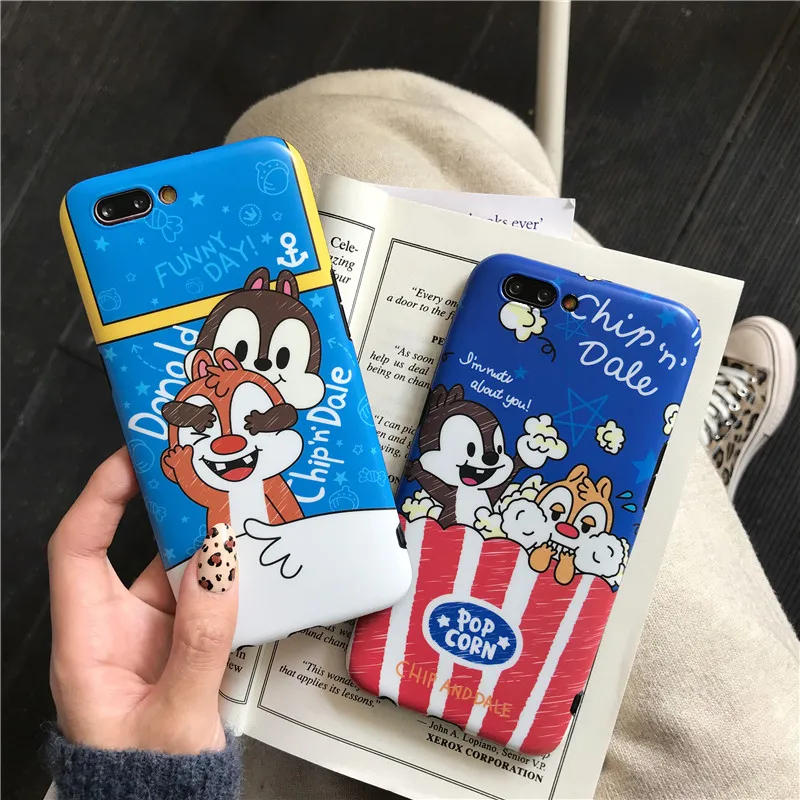 JAMULAR Cute Squirrel Phone Case For iPhone 7 XR XS MAX X 8 6s 6 Plus Cartoon Chip Dale Popcorn Soft IMD Back Cover |