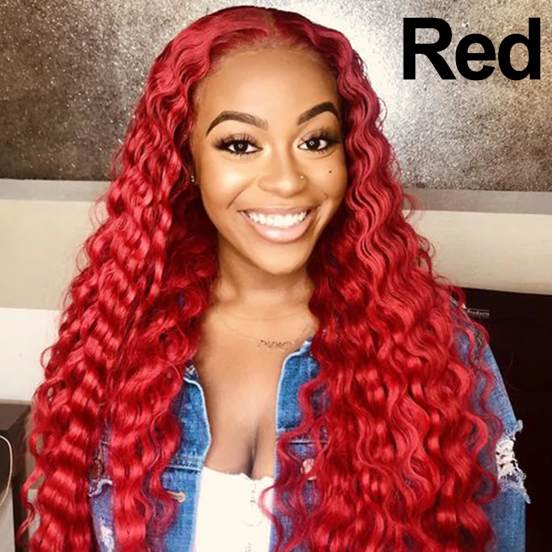 Remyblue Hair Red Water Wave Bundles With Closure 99J Burgundy Colored Remy Human Hair Weave Brazillian Hair Bundle With Closure