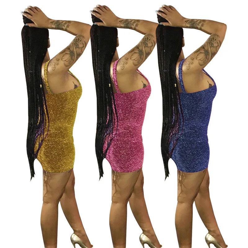 Платье MUXU женское золотисто-желтый глиттер облегающее мини-платье для вечеринок