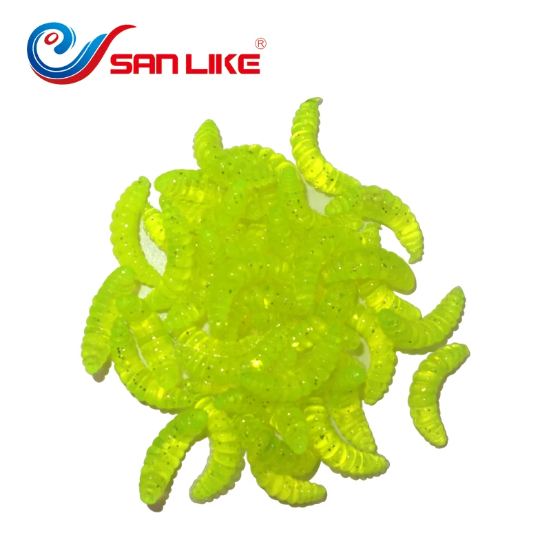 40pcs/lot fishing lures Smell red worm soft bait worms 2cm 0.4g maggot Grub Soft Lure hooks smell Worms Glow Shrimps Fish Lures | Спорт и