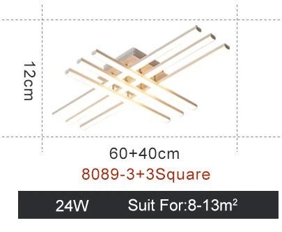 60x40x12cm 24w Акриловые современные светодиодные потолочные лампы для гостиной спальни светодиодный светильник большие потолочные светильники AC85-260V - Цвет корпуса: 60x40x12cm 24w