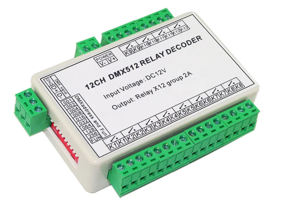 12 канальный светодиодный декодер DMX512 2 А контроллер релейный переключатель
