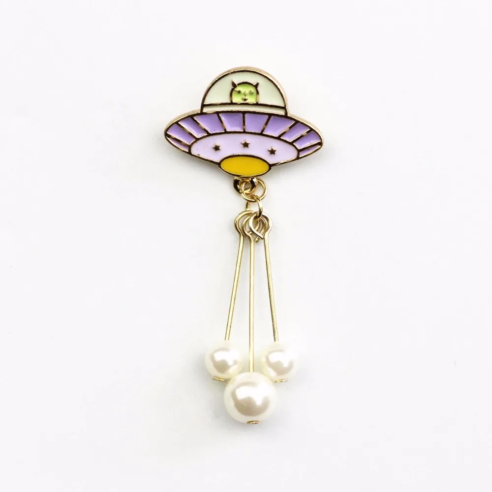 Тимле X305 мультфильм имитация жемчуга планеты Alien НЛО металлическая модная