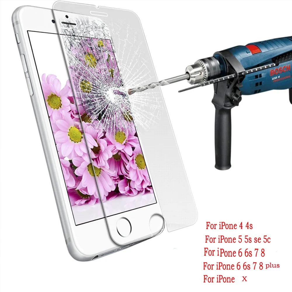 Закаленное стекло 9H для iphone 5 5s 6 6s 7 8 plus защита экрана защитная пленка чехол