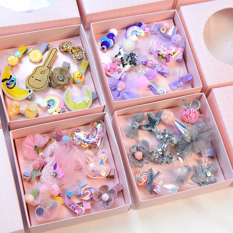 2019 10 Шт. / Коробка Блестящая Девочка Заколки Для Волос Аксессуары Набор Малыш Дети