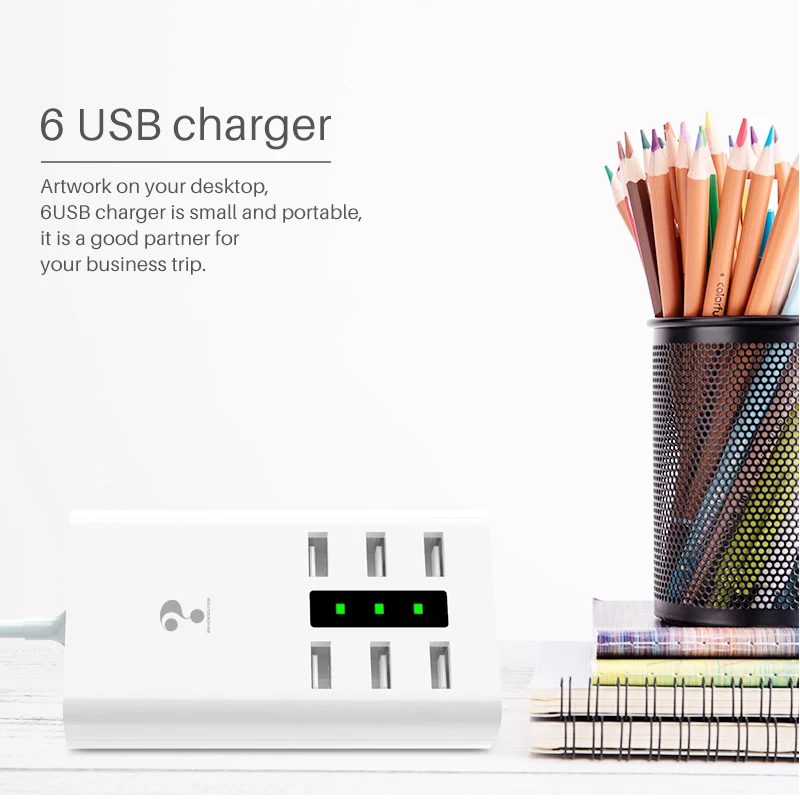 ?WENHAO 7.2A 6 Port Usb Charger Power 36W Charging Station For Iphone Ipad Samsung Huawei Xiaomi Dv Ac Adapter(Eu Plug) | Электроника